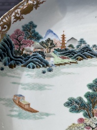 A Chinese famille rose 'river landscape' dish, Qianlong