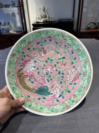 A Chinese famille rose 'dragon and phoenix' dish for the Straits or Peranakan market, 19th C.