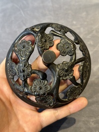 Two Chinese Chinese bronze cylindrical incense stick holders and a covered censer, Yuan/Ming and Qing