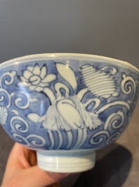 A collection of ten Chinese blue and white bowls, Ming
