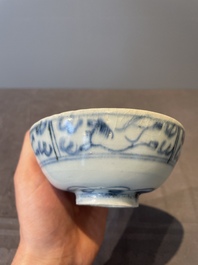 A collection of ten Chinese blue and white bowls, Ming