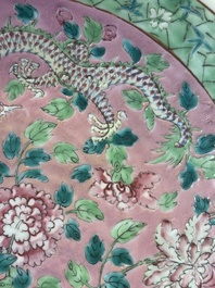A Chinese famille rose 'dragon and phoenix' dish for the Straits or Peranakan market, 19th C.