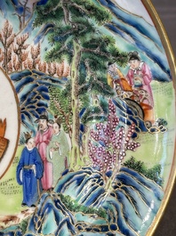 A pair of rare Chinese Canton famille rose armorial soup plates with the arms of Wight, ca. 1810