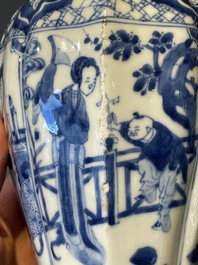 Three Chinese blue and white vases with floral design, Kangxi