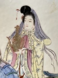 A large Chinese famille rose dish, Qianlong mark, Republic
