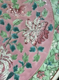 A Chinese famille rose 'dragon and phoenix' dish for the Straits or Peranakan market, 19th C.