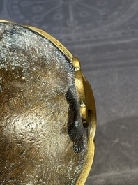 A Chinese bronze censer on stand, Wu Chen Mi Sheng Tang Zhi 戊辰米生堂制 mark, 19th C.