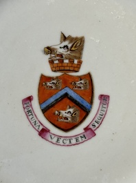 A pair of rare Chinese Canton famille rose armorial plates with the arms of Wight, ca. 1810