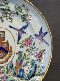 A pair of rare Chinese Canton famille rose armorial plates with the arms of Wight, ca. 1810
