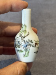 A Chinese famille rose miniature vase and a snuff bottle, Daoguang mark and of the period, 19th C.