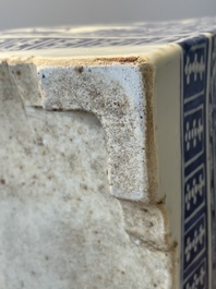 A square Chinese blue and white 'three rams' jardiniere, 19th C.