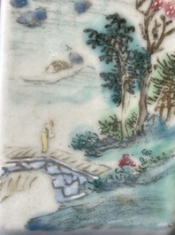 A Chinese famille rose vase and a plate, Qianlong mark, 20th C.
