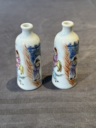 A pair of Chinese famille rose snuff bottles, Qianlong mark, 19th C.