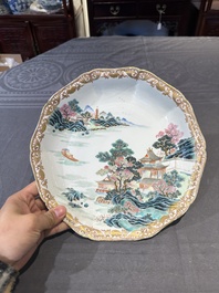 A Chinese famille rose 'river landscape' dish, Qianlong