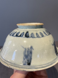 A collection of ten Chinese blue and white bowls, Ming