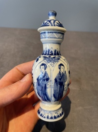 Two pairs of Chinese blue and white 'Long Eliza' vases, jade mark, Kangxi