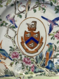 A pair of rare Chinese Canton famille rose armorial plates with the arms of Wight, ca. 1810