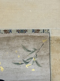 Wen Fanggang 翁方綱 (1733-1818): 'Couplet', ink on gold paper