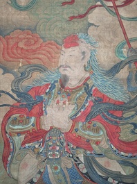 Chinese school: 'Great Heavenly King', ink and colour on silk, Ming or later