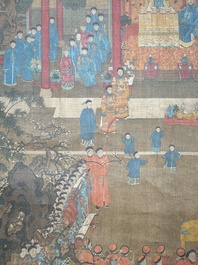 Chinese school: 'Qianlong's banquet', ink and colour on silk, Qing or later