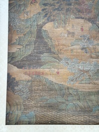 Chinese school: 'Mountainous landscape', ink and colour on silk, Ming or later