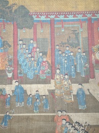 Chinese school: 'Qianlong's banquet', ink and colour on silk, Qing or later