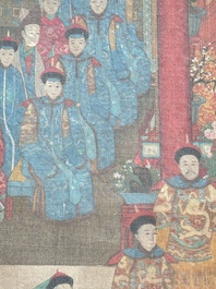 Chinese school: 'Qianlong's banquet', ink and colour on silk, Qing or later