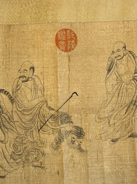 Ding Yunpeng 丁云鹏 (1547- ca. 1628): '14 Luohan', ink and colour on silk, Qianlong seal mark