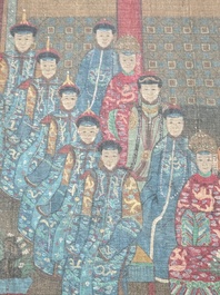 Chinese school: 'Qianlong's banquet', ink and colour on silk, Qing or later