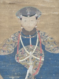 Chinese school: 'Portrait of an imperial concubine', ink and colour on silk, Qing