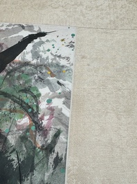 Wu Guanzhong 吴冠中 (1919-2010): 'A corner of the courtyard', ink and colour on paper, dated 1991
