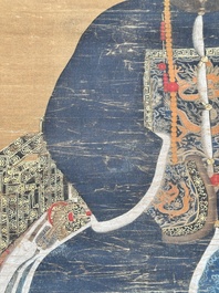 Chinese school: 'Full body portrait of a prince', ink and colour on silk, Qing