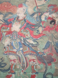 Chinese school: 'Great Heavenly King', ink and colour on silk, Ming or later