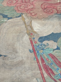 Chinese school: 'Great Heavenly King', ink and colour on silk, Ming or later