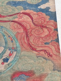 Chinese school: 'Great Heavenly King', ink and colour on silk, Ming or later