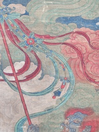 Chinese school: 'Great Heavenly King', ink and colour on silk, Ming or later