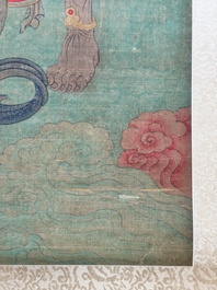 Chinese school: 'Great Heavenly King', ink and colour on silk, Ming or later