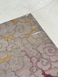 Chinese school: 'Deities in heaven', ink and colour on silk, Qing