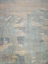 Chinese school: 'Mountainous landscape', ink and colour on silk, Ming or later