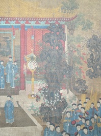 Chinese school: 'Qianlong's banquet', ink and colour on silk, Qing or later