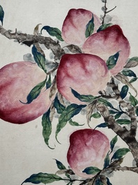 Xu Fu 徐郙 (1836-1908): 'Nine peaches and a bat', ink and colour on paper, dated 1898
