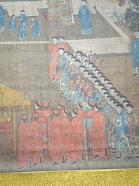 Chinese school: 'Qianlong's banquet', ink and colour on silk, Qing or later