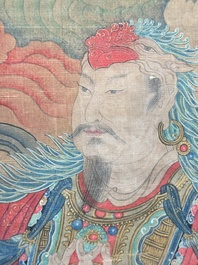Chinese school: 'Great Heavenly King', ink and colour on silk, Ming or later