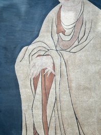 Chinese school: 'Guanyin', ink and colour on silk, Qing