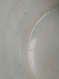 A large Chinese blue and white fish bowl, Jiaqing