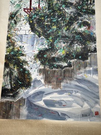 Wu Guanzhong 吴冠中 (1919-2010): 'A corner of the courtyard', ink and colour on paper, dated 1991