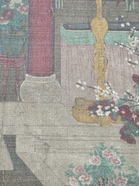 Chinese school: 'Qianlong's banquet', ink and colour on silk, Qing or later