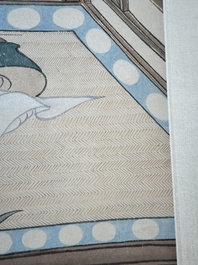 Huang Bore 黃般若 (1901-1968): 'Vimalakirti and his servant', ink and colour on paper, dated 1947