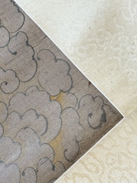 Chinese school: 'Deities in heaven', ink and colour on silk, Qing