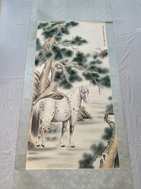 Ma Jin 馬晉 (1900-1970): 'Horse in the pine forest', ink and colour on paper, dated 1942